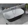 Mexen Oval Slim freistehende Vorwand-Badewanne 170 x 80 cm, weiß/schwarz, Überlauf gun gray gebürstet - 52661708075-66