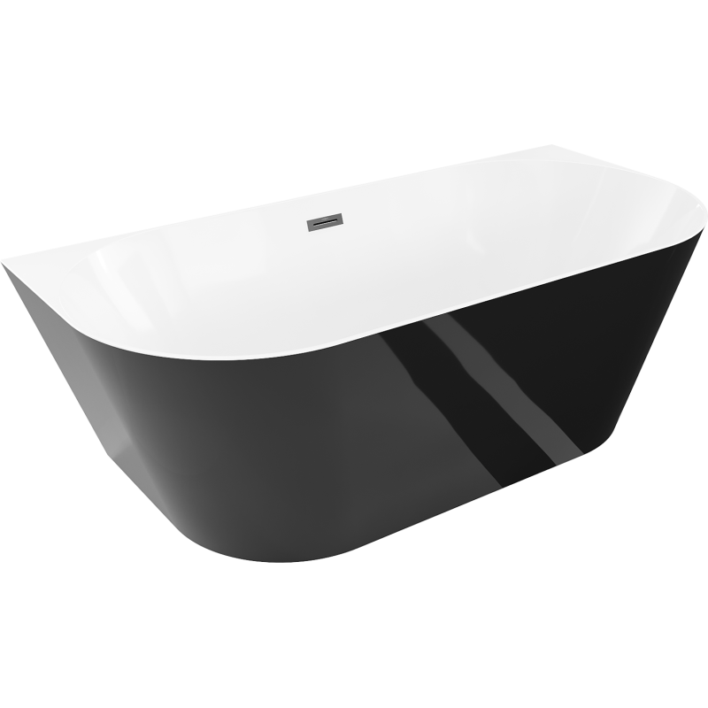 Mexen Oval Slim wanna wolnostojąca przyścienna 170 x 80 cm, biała/czarna, przelew czarny - 52661708075-70
