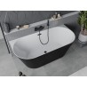 Mexen Oval Slim freestanding wall-adjacent bathtub 170 x 80 cm, white/black, black overflow - 52661708075-70