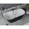 Mexen Oval Slim freistehende an der Wand stehende Badewanne 170 x 80 cm, weiß/schwarz, Überlauf schwarz - 526817-70