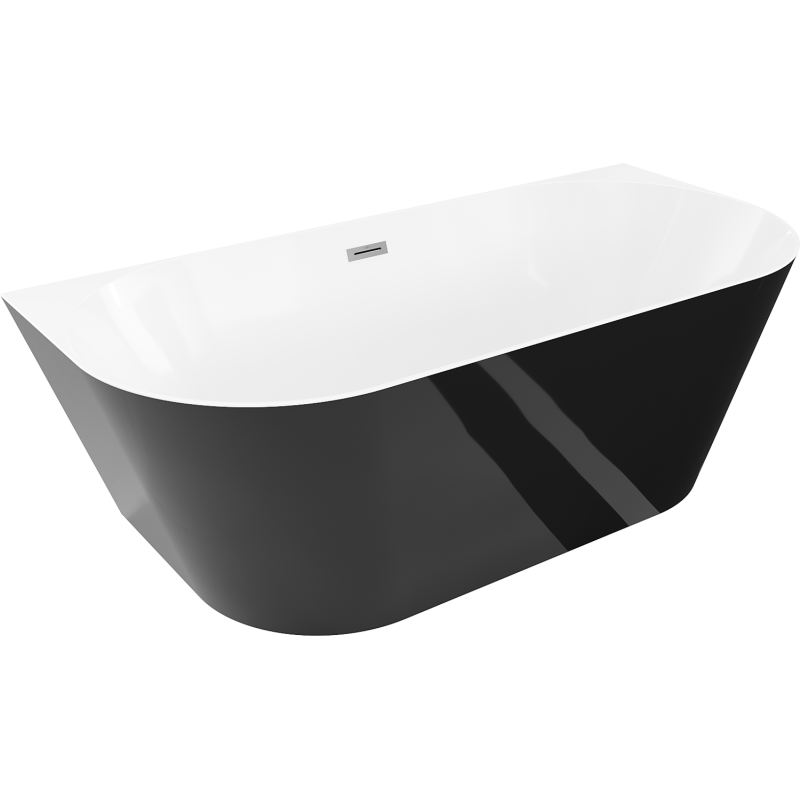 Mexen Oval Sim freistehende Wanneneckbadewanne 170 x 80 cm, weiß/schwarz, Überlauf Gun Metal - 52661708075-95
