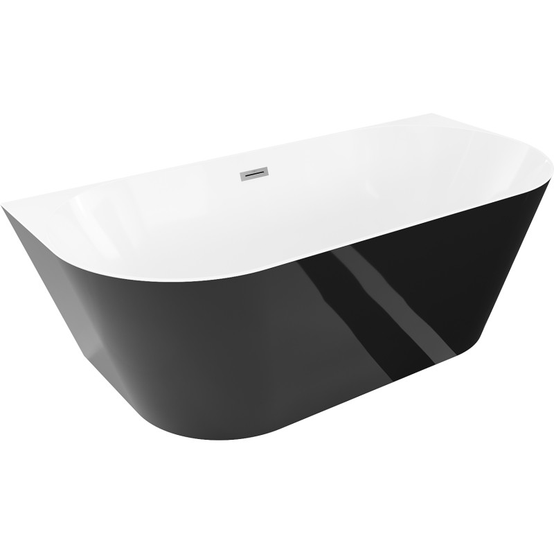 Mexen Oval Slim wanna wolnostojąca przyścienna 170 x 80 cm, biała/czarna, przelew gun metal - 52661708075-95