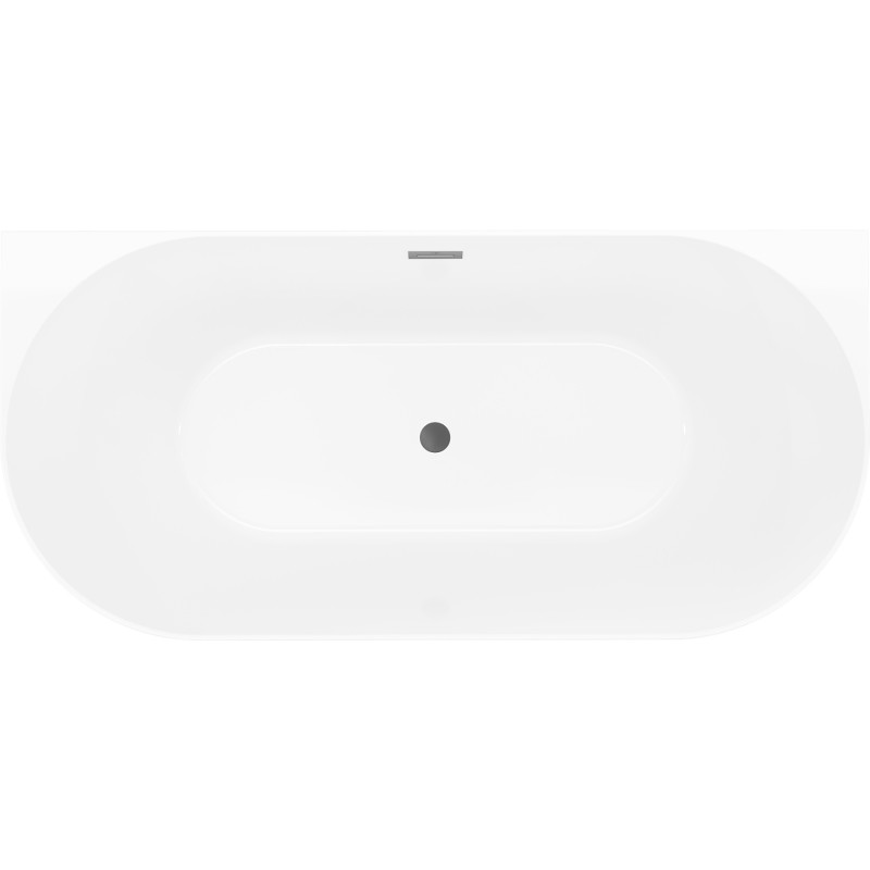 Mexen Oval Slim wanna wolnostojąca przyścienna 170 x 80 cm, biała/czarna, przelew gun metal - 52661708075-95