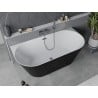 Mexen Oval Sim 170 x 80 cm Freestanding Wall Bathtub, White/Black, Overflow Gun Metal - 52661708075-95