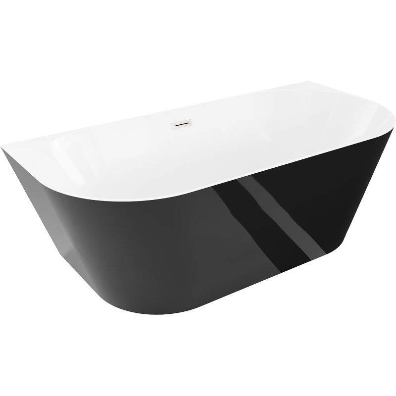 Mexen Oval Sim freistehende Wannenrandwanne 170 x 80 cm, weiß/schwarz, Überlauf gebürsteter Nickel - 52661708075-97