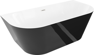 Mexen Oval Slim slobodno stojeća zidna kada 170 x 80 cm, bijela/crna, preliv brušeni nikal - 52661708075-97