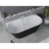 Mexen Oval Slim baignoire autoportante adossée 170 x 80 cm, blanc/noir, trop-plein nickel brossé - 52661708075-97