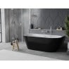 Mexen Oval Slim baignoire autoportante adossée 170 x 80 cm, blanc/noir, trop-plein nickel brossé - 52661708075-97