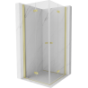 Mexen Mist-F Duo cabine de douche pliante 90 x 90 cm, transparente, or brossé - 8A6-090L-090P-55-00