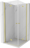 Mexen Mist-F Duo opvouwbare douchecabine 90 x 90 cm, transparant, goud geborsteld - 8A6-090L-090P-55-00
