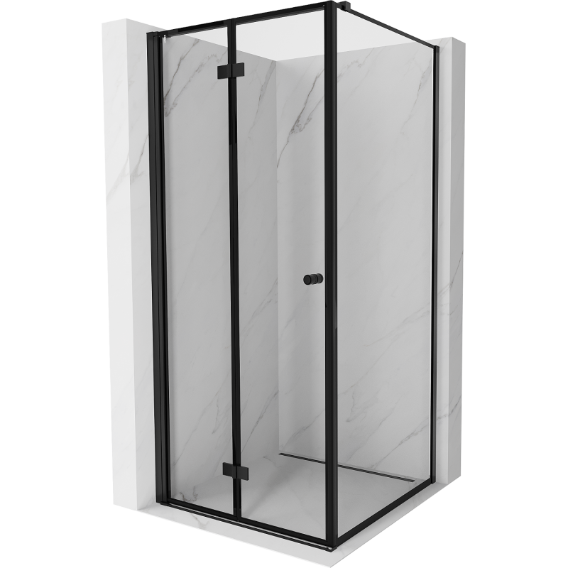 Mexen Mist-F folding shower cabin left 100 x 100 cm, black frame, black - 8A6T-100-100-70-70-L