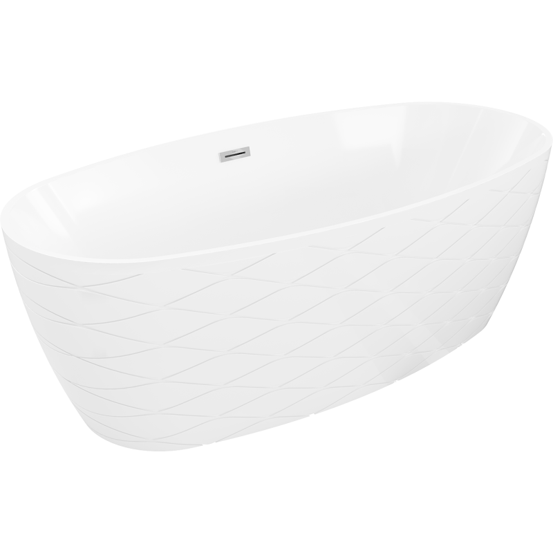 Mexen Olea vrijstaande badkuip patroon 170 x 80 cm, wit, overloop chroom - 52821708000-01