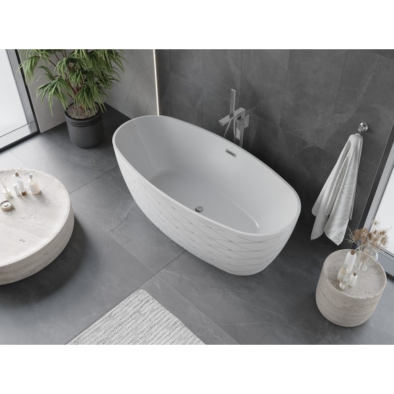 Mexen Olea vasca da bagno autoportante modello 170 x 80 cm, bianca, troppopieno cromo - 52821708000-01