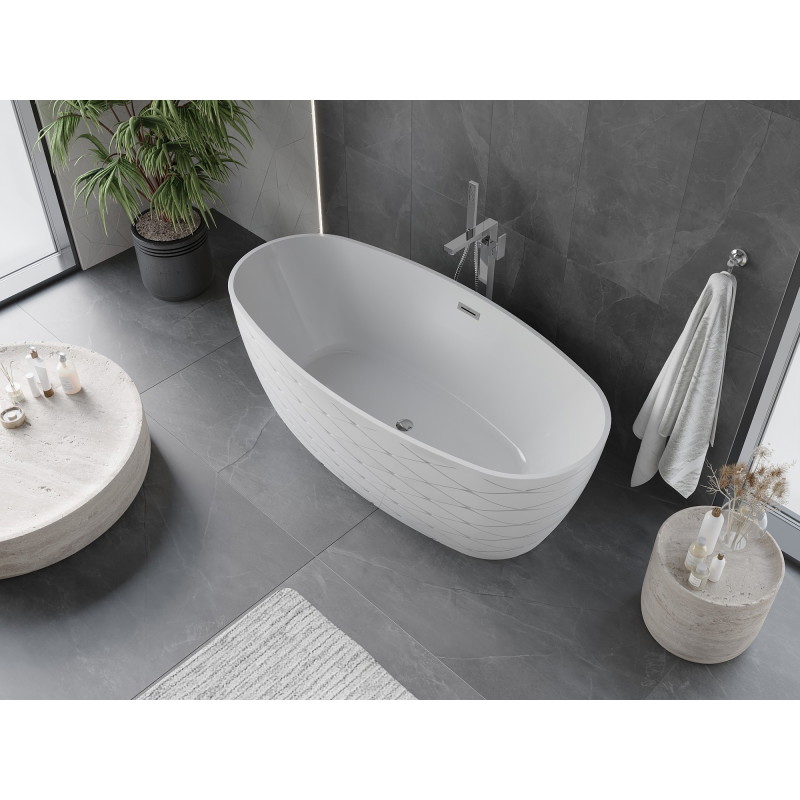 Mexen Olea wanna wolnostojąca wzór 170 x 80 cm, biała, przelew chrom - 52821708000-01