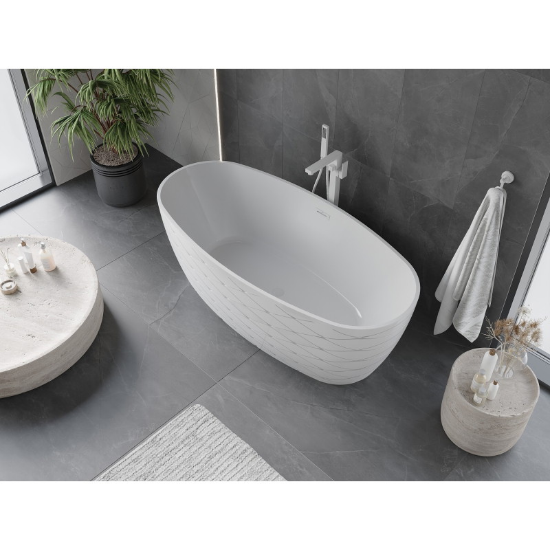 Mexen Olea wanna wolnostojąca wzór 170 x 80 cm, biała, przelew biały - 52821708000-20