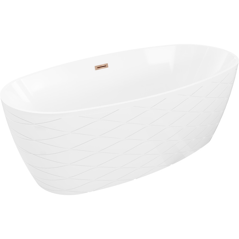 Mexen Olea wanna wolnostojąca wzór 170 x 80 cm, biała, przelew różowe złoto - 52821708000-60