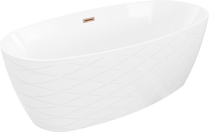 Mexen Olea freistehende gerillte Badewanne 170 x 80 cm, weiß, Überlauf Roségold - 52821708000-60
