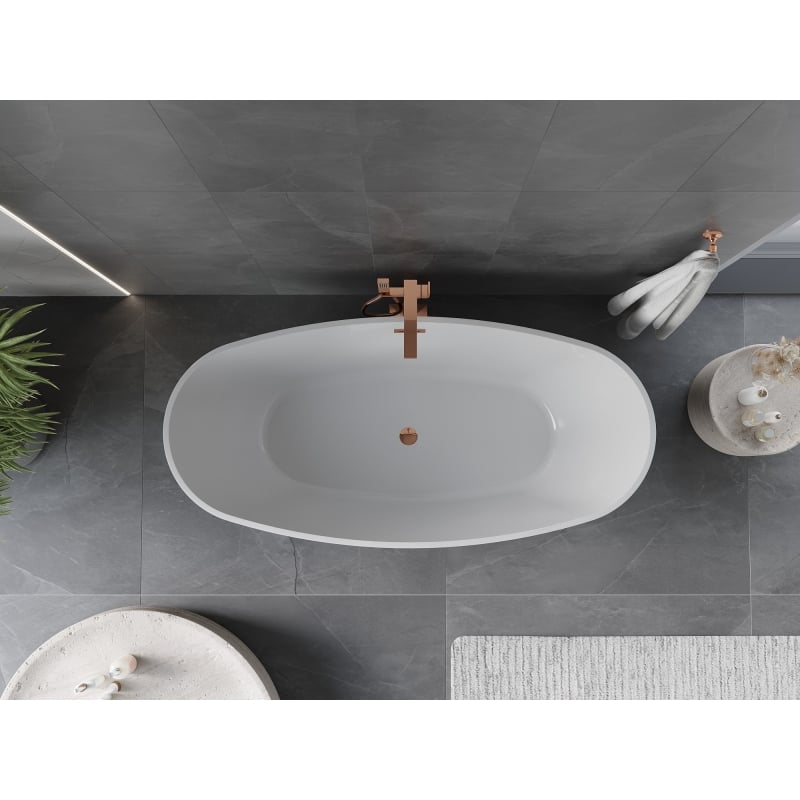 Mexen Olea vabas seisev vann muster 170 x 80 cm, valge, ülekas roosakuldne - 52821708000-60