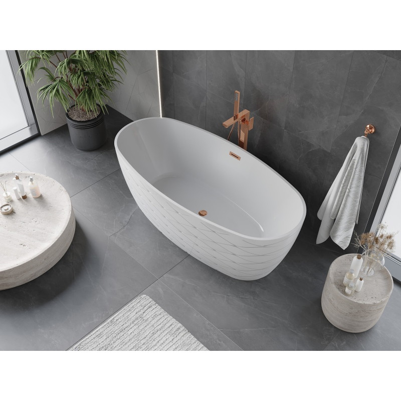 Mexen Olea wanna wolnostojąca wzór 170 x 80 cm, biała, przelew różowe złoto - 52821708000-60
