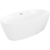 Mexen Olea freistehende geriffelte Badewanne 170 x 80 cm, weiß, Überlauf gebürstetes Kupfer - 52821708000-65