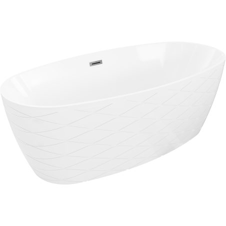 Mexen Olea bañera exenta diseño 170 x 80 cm, blanca, rebosadero gun gray cepillado - 52821708000-66