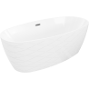 Mexen Olea freistehende, gerillte Badewanne 170 x 80 cm, weiß, Überlauf gun gray gebürstet - 52821708000-66