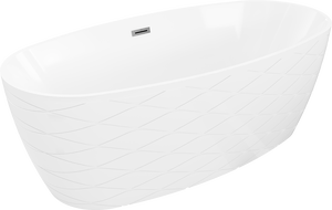 Mexen Olea bañera exenta diseño 170 x 80 cm, blanca, rebosadero gun gray cepillado - 52821708000-66