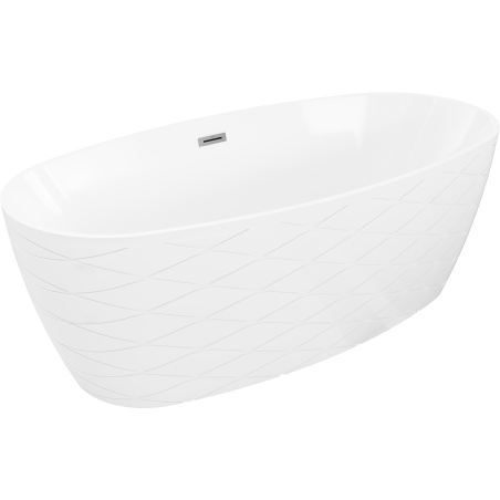 Mexen Olea freistehende Badewanne Muster 170 x 80 cm, weiß, Überlauf gun metal - 52821708000-95