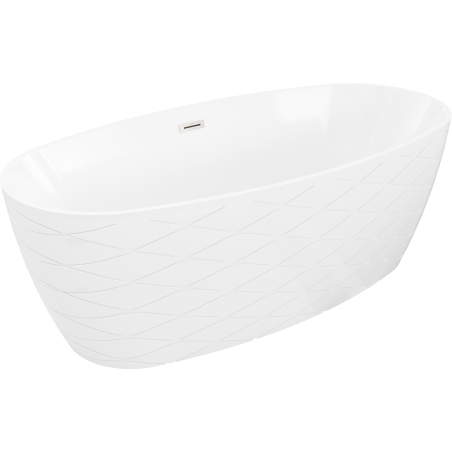Mexen Olea vrijstaande badkuip patroon 170 x 80 cm, wit, overloop geborsteld nikkel - 52821708000-97