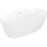 Mexen Olea freistehende gerillte Badewanne 170 x 80 cm, weiß, Überlauf gebürstetes Nickel - 52821708000-97