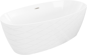 Mexen Olea vrijstaande badkuip patroon 170 x 80 cm, wit, overloop geborsteld nikkel - 52821708000-97