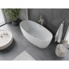 Mexen Olea freistehende gerillte Badewanne 170 x 80 cm, weiß, Überlauf gebürstetes Nickel - 52821708000-97