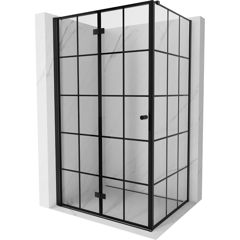 Mexen Mist-F cabine de douche pliante gauche 70 x 75 cm, grille noire, noir - 8A6T-070-075-70-77-L