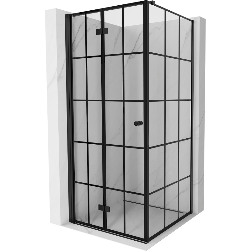Mexen Mist-F cabine de douche pliable gauche 80 x 80 cm, grille noire, noire - 8A6T-080-080-70-77-L