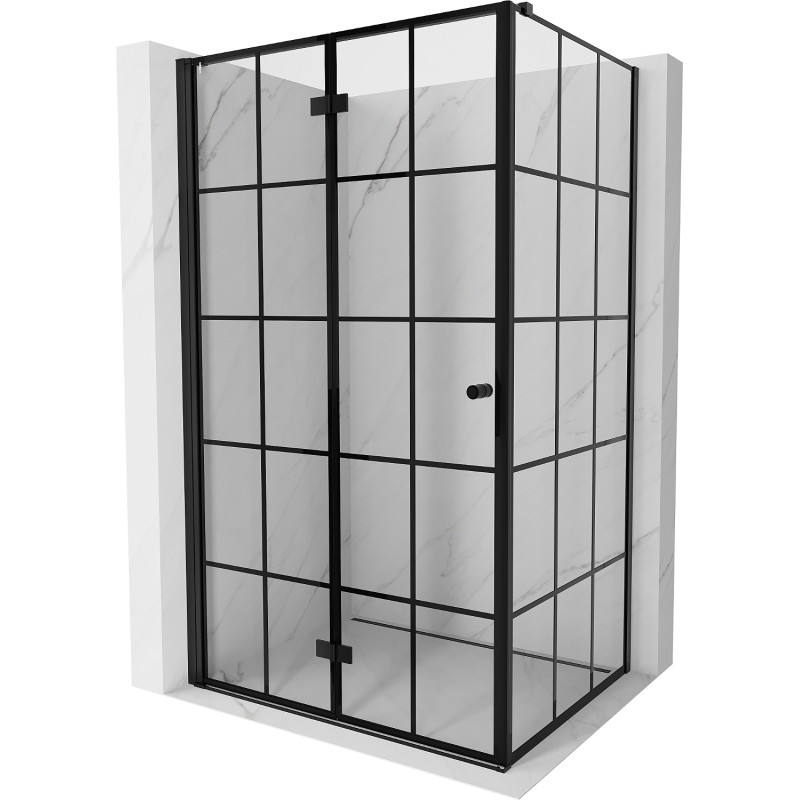 Mexen Mist-F kokkupandav dušinurk vasak, 95 x 80 cm, must ruudustik, must - 8A6T-095-080-70-77-L