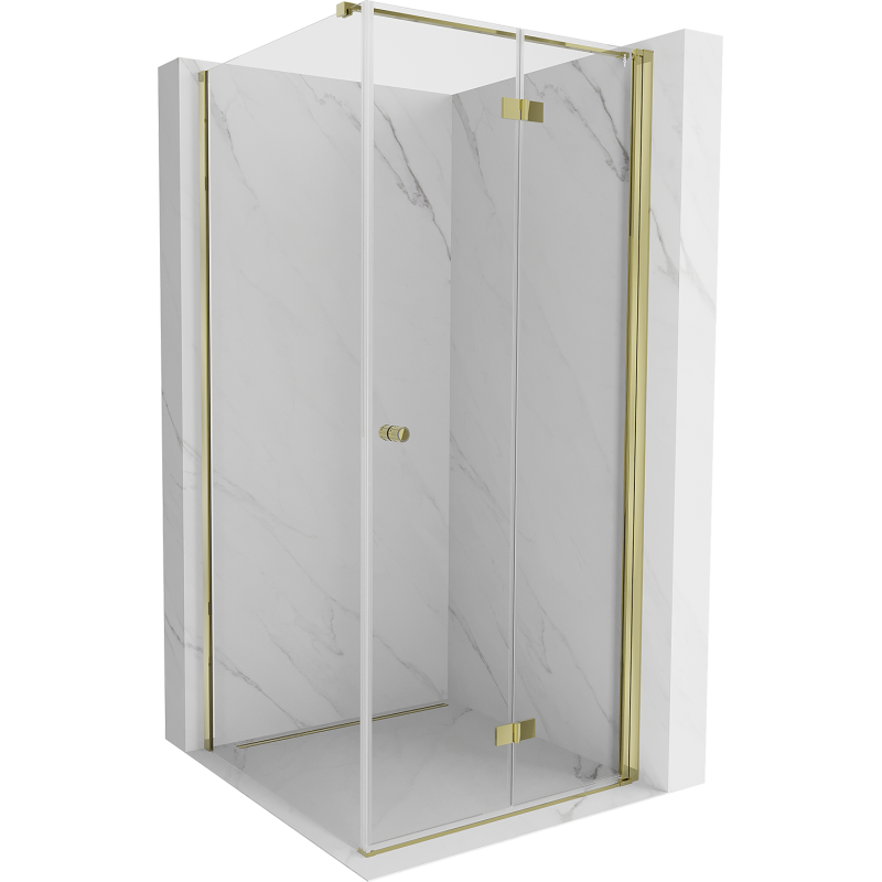 Mexen Mist-F Folding Shower Enclosure Right 75 x 75 cm, Transparent, Gold - 8A6T-075-075-50-00-P