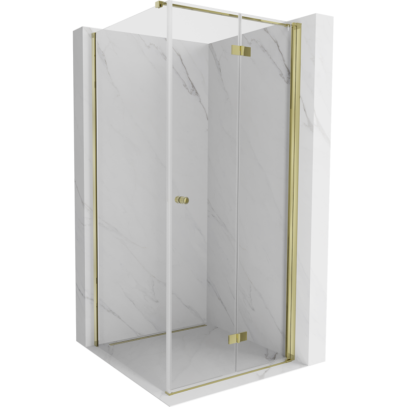 Mexen Mist-F T opvouwbare douchecabine rechts 80 x 80 cm, transparant, goud - 8A6T-080-080-50-00-P