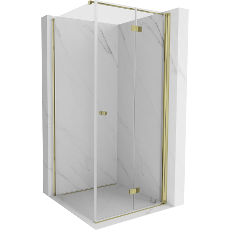 Mexen Mist-F T opvouwbare douchecabine rechts 80 x 80 cm, transparant, goud - 8A6T-080-080-50-00-P