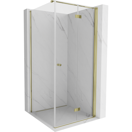 Mexen Mist-F cabine de douche pliante droite 100 x 100 cm, transparent, dorée - 8A6T-100-100-50-00-P