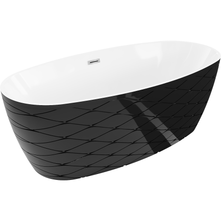 Mexen Olea free-standing bath model 170 x 80 cm, white/black, chrome overflow - 52821708075-01