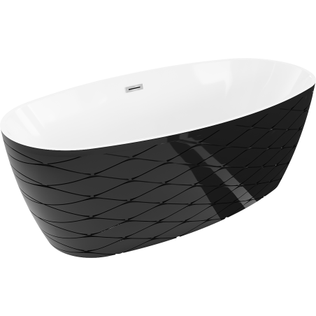 Mexen Olea freestanding bathtub pattern 170 x 80 cm, white/black, chrome overflow - 52821708075-01