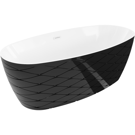 Mexen Olea freestanding bath pattern 170 x 80 cm, white/black, white overflow - 52821708075-20