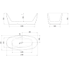 Mexen Olea freestanding bathtub pattern 170 x 80 cm, white/black, gold overflow - 52821708075-50