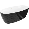 Mexen Olea freestanding bathtub pattern 170 x 80 cm, white/black, gold overflow - 52821708075-50