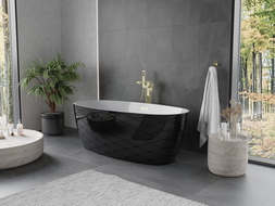 Mexen Olea freistehende Wanne Design 170 x 80 cm, weiß/schwarz, Überlauf gold - 52821708075-50