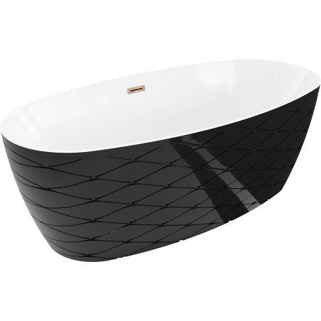 Mexen Olea freestanding bathtub pattern 170 x 80 cm, white/black, overflow rose gold - 52821708075-60