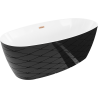 Mexen Olea freestanding bath pattern 170 x 80 cm, white/black, brushed copper overflow - 52821708075-65