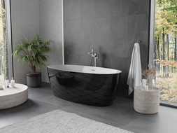 Mexen Olea vrijstaand bad model 170 x 80 cm, wit/zwart, overloop gun gray geborsteld - 52821708075-66