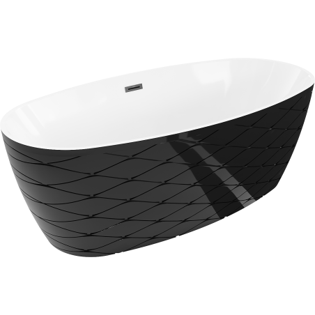 Mexen Olea freestanding bath pattern 170 x 80 cm, white/black, black overflow - 52821708075-70