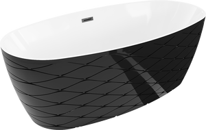 Mexen Olea vrijstaande badkuip patroon 170 x 80 cm, wit/zwart, zwarte overloop - 52821708075-70